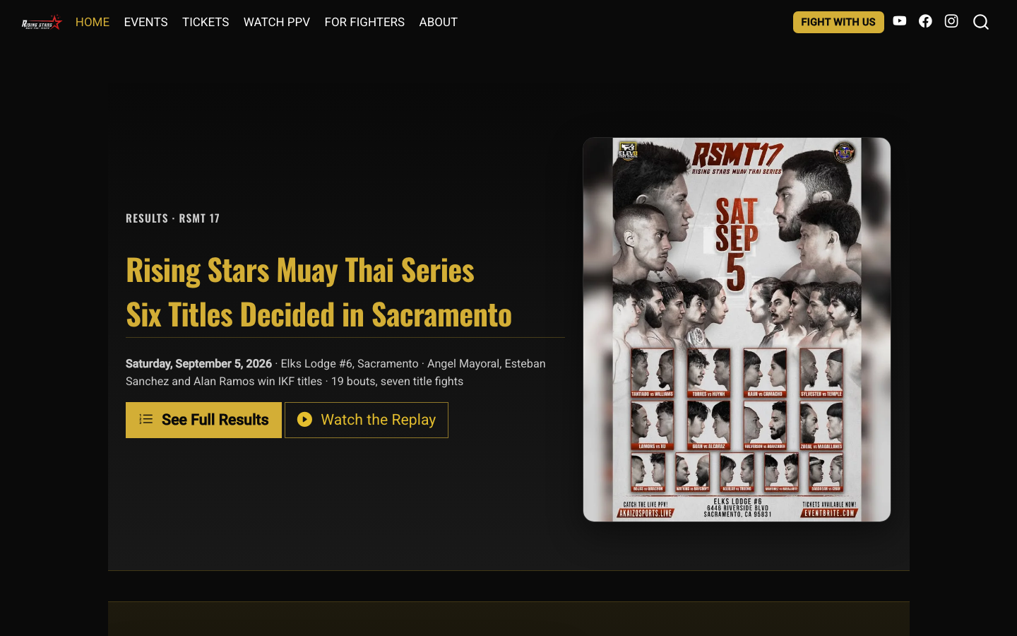Rising Stars Muay Thai website